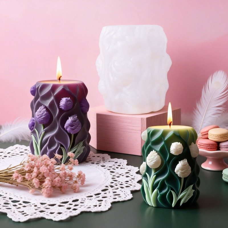 Home Decor Tulip - Forma 3D cylindryczna na świecę w