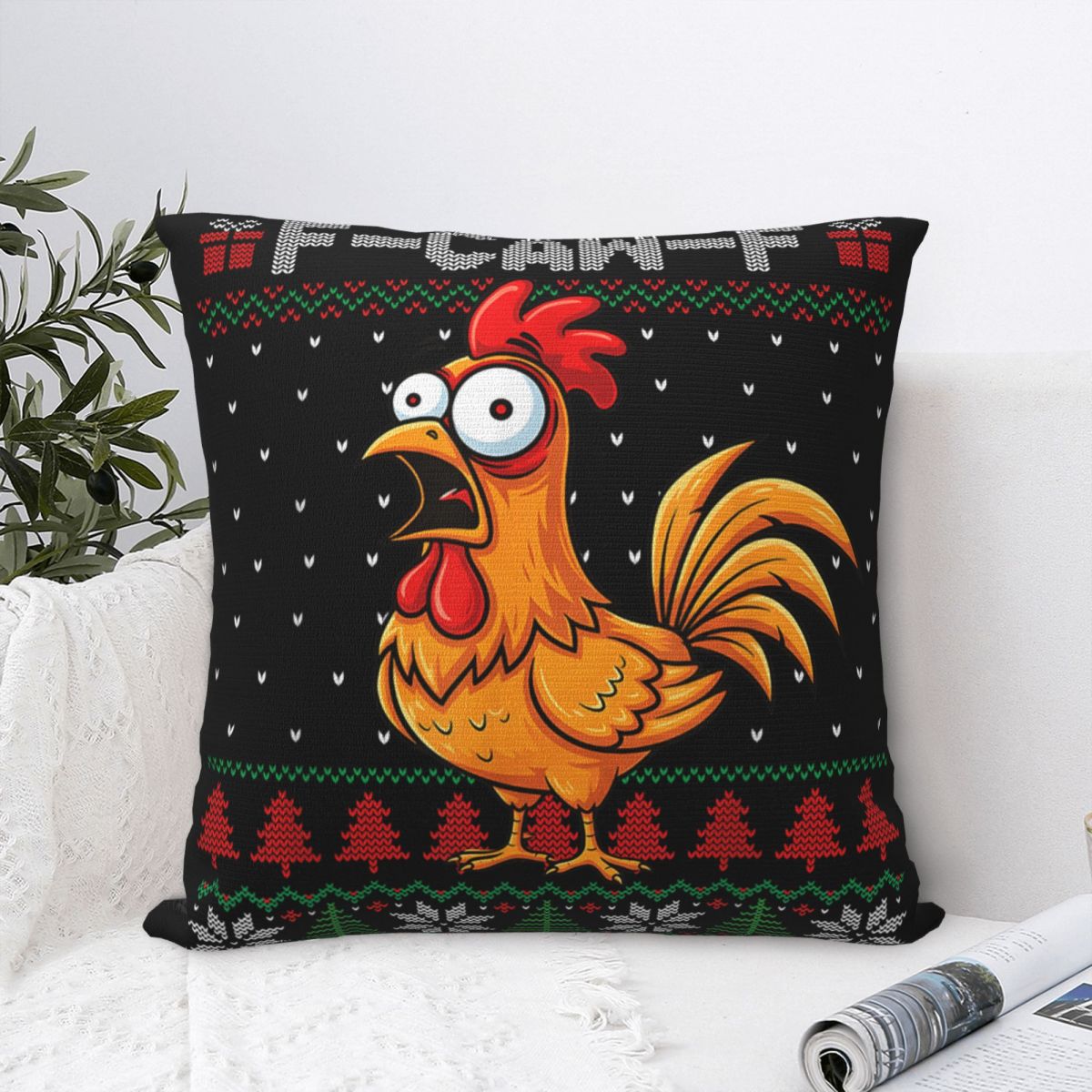 Home Decor Quotes Ideas - Śmieszny cytat z kurczakiem F-Caw-F, świąteczna