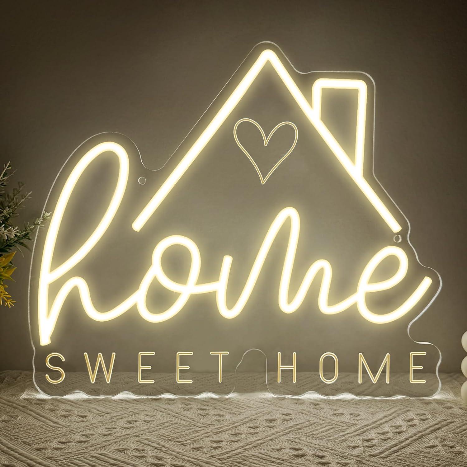 Home Decor Aesthetic - Neonowy znak Sweet Home, ściemnialna lampka
