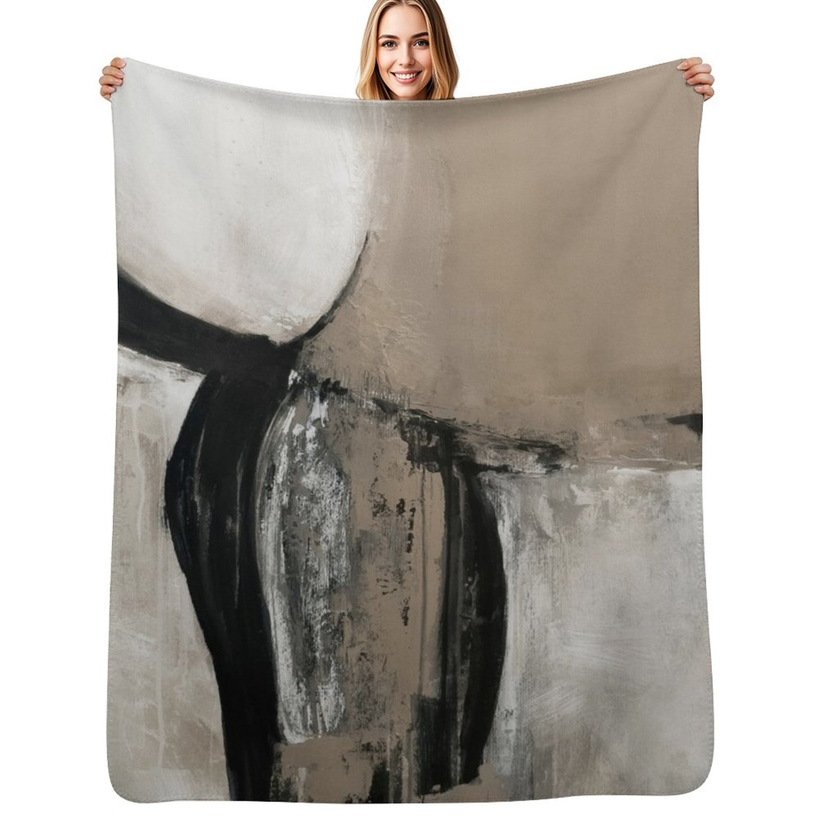Neutral Throw Blanket - Neutralny abstrakcyjny koc narzuta wielofunkcyjny miękki