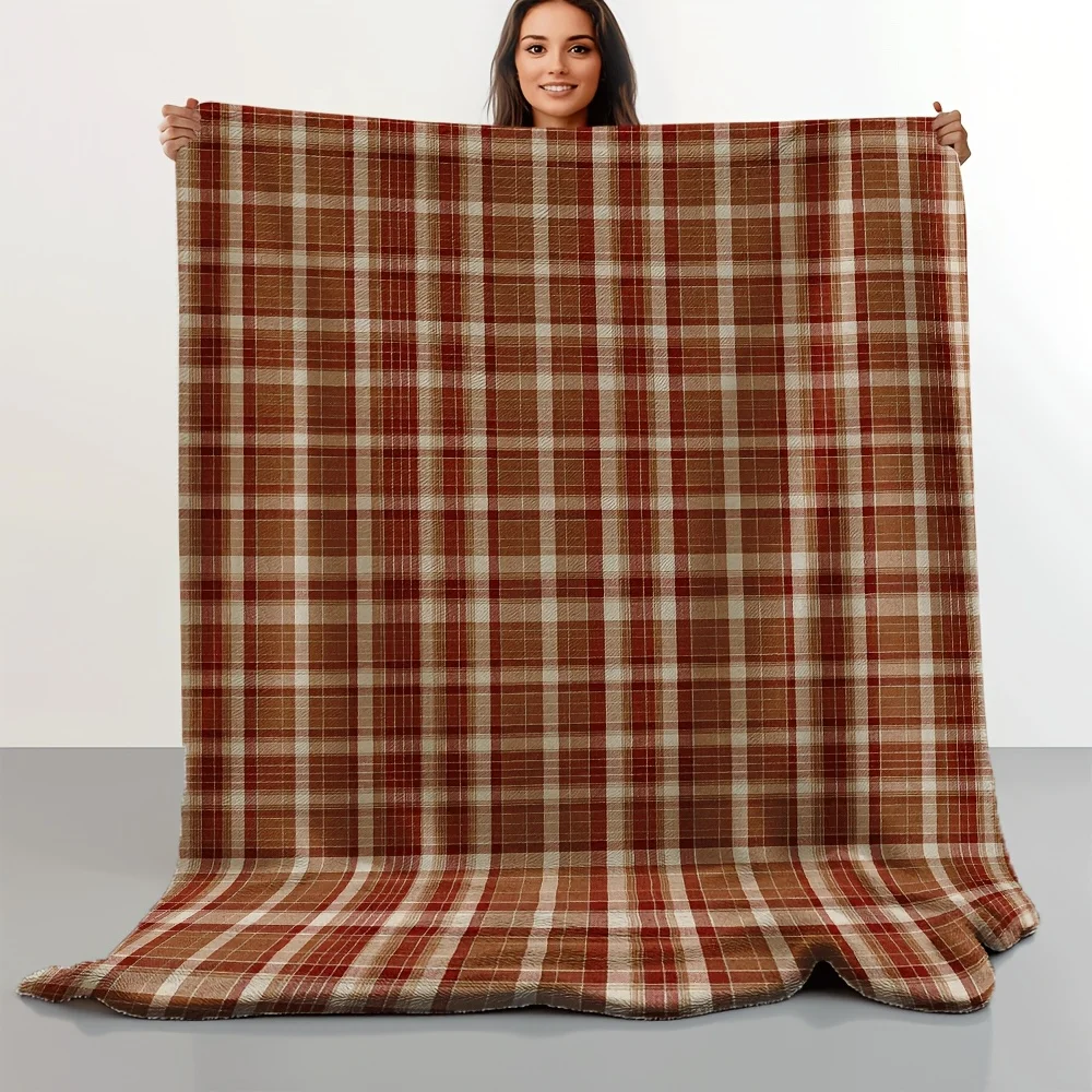 Neutral Throw Blanket - Rustykalna pledowa kołdra z flaneli, miękka