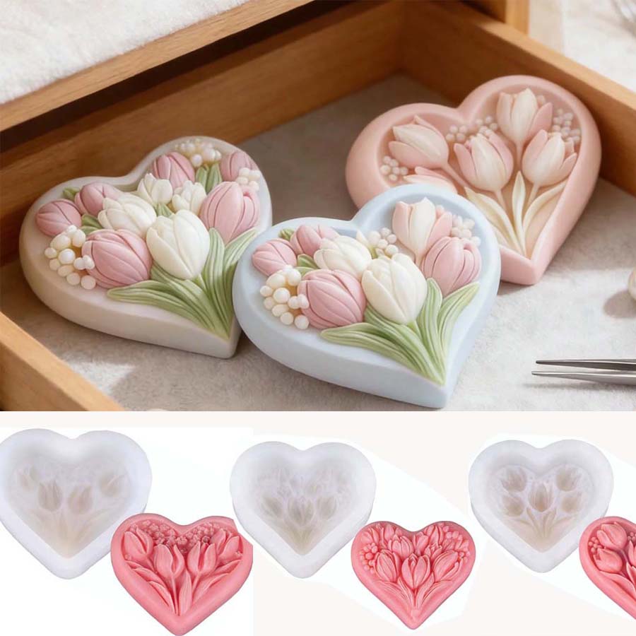 Home Decor Tulip - Forma Silikonowa 3D Serce Tulipan do