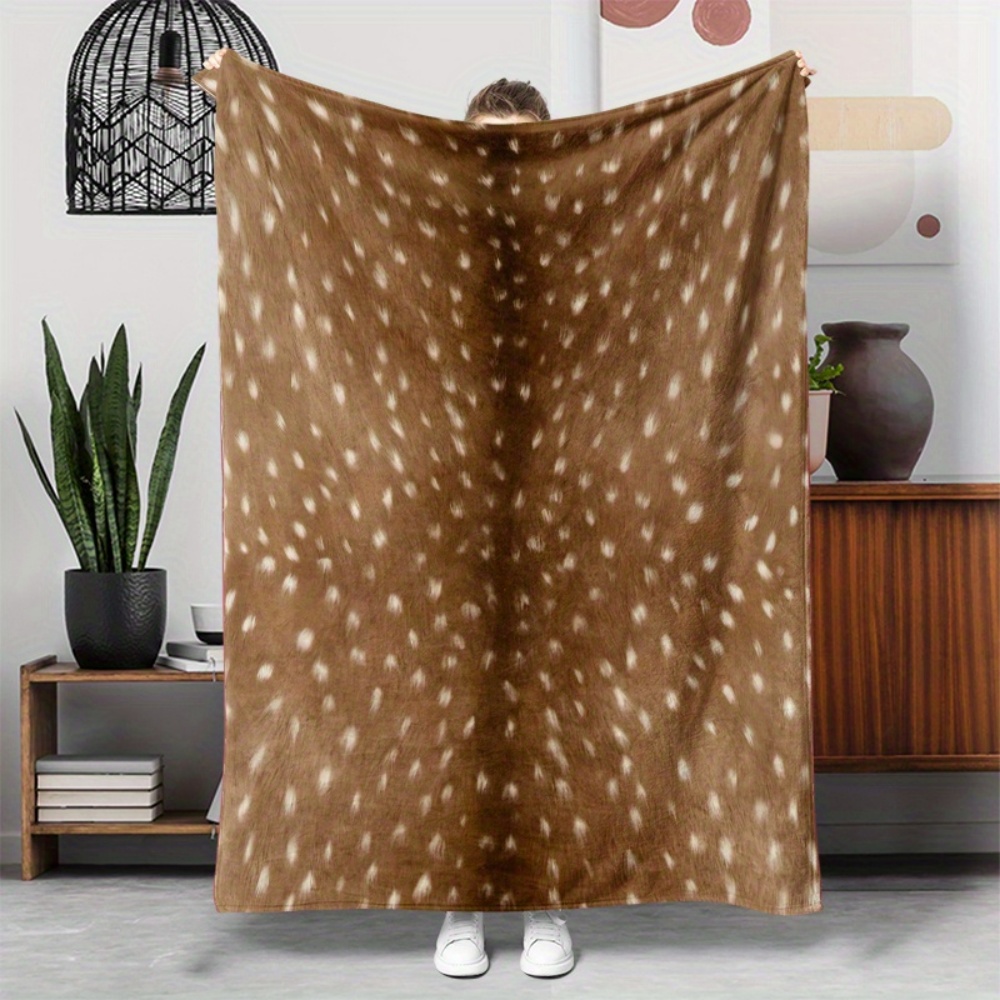 Neutral Throw Blanket - Koc flanelowy w stylu vintage z