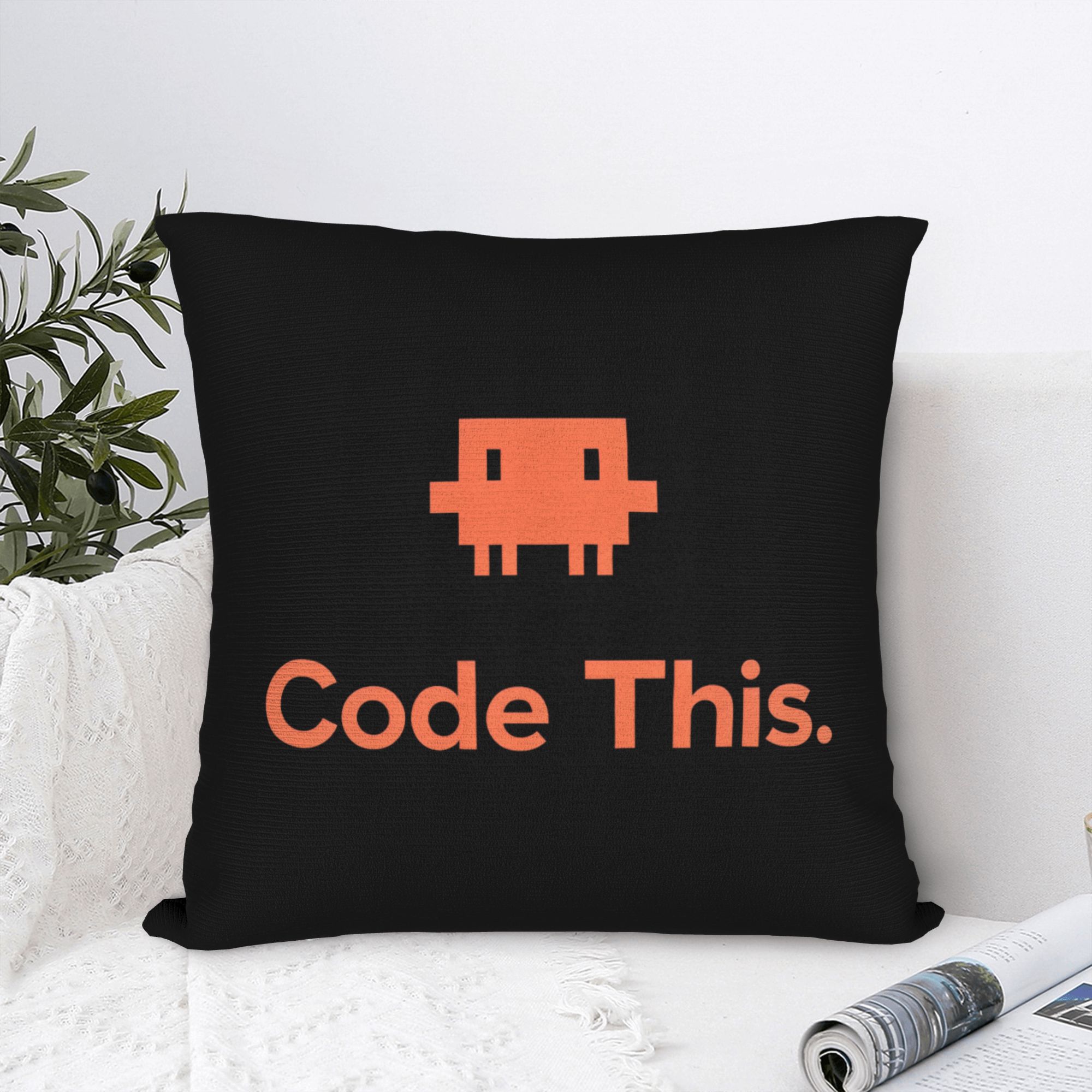 Home Decor Ai - Poszewka na poduszkę 3D Pomarańczowa Kostka