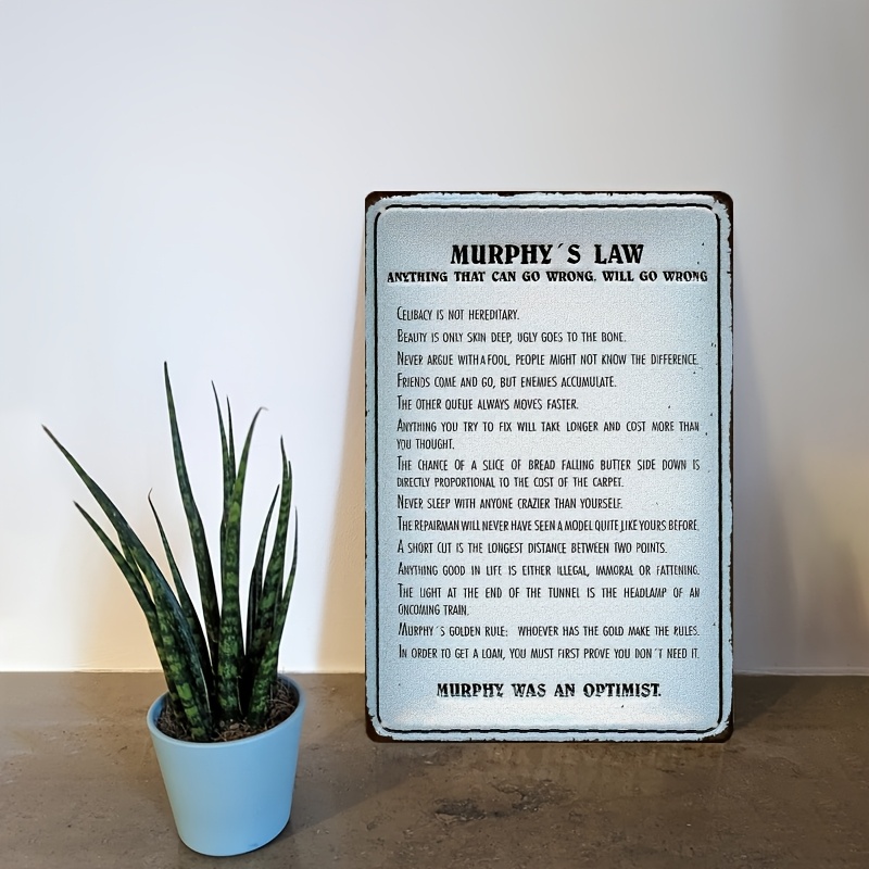 Home Decor Quotes Ideas - Metalowy szyld z prawem Murphiego -
