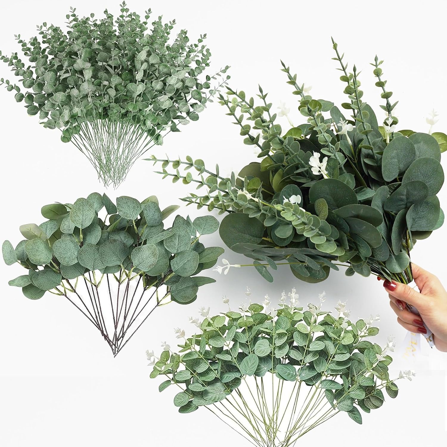 Artificial Hanging Plants - 5/10/20 szt. Liście eukaliptusa, sztuczne łodygi