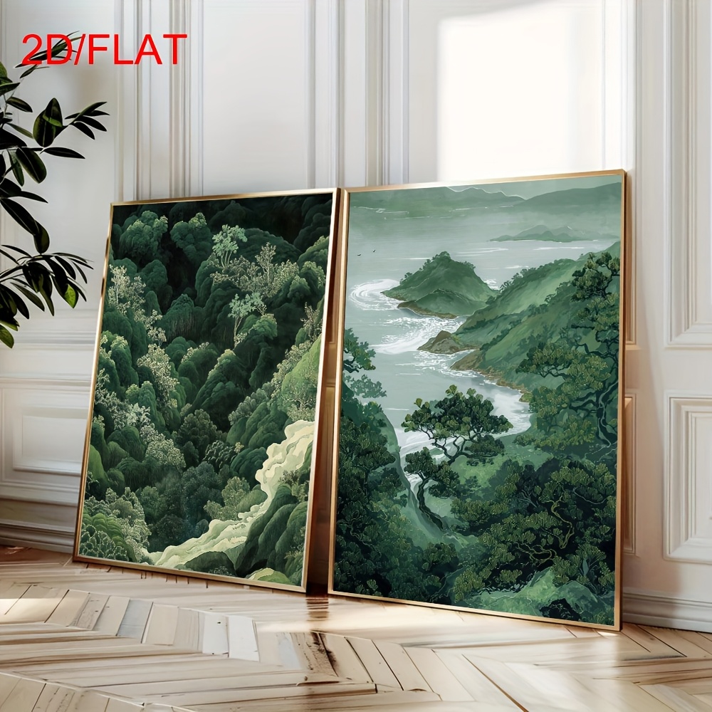 Home Decor Minimal - 2 szt. Nowoczesne zielone obrazy na