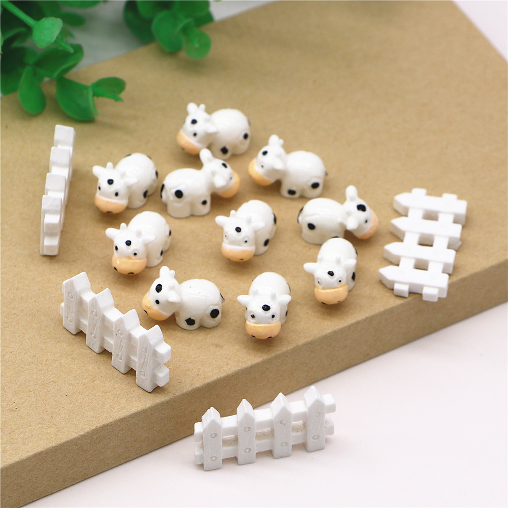 Home Decor On Sale - 10 sztuk Kawaii Mini żywica krowa/ogrodzenie