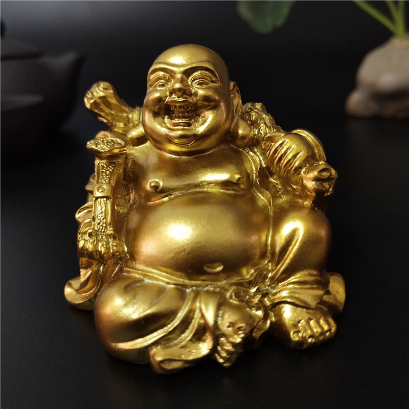 Home Decor On Sale - Złoty siedzący Feng Shui Maitreya Laughing