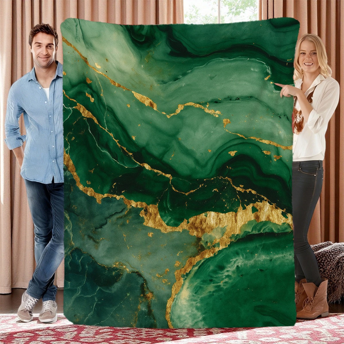 Koc z grafiką marmuru Jade Gre – Neutral Throw Blanket recenzja i cena