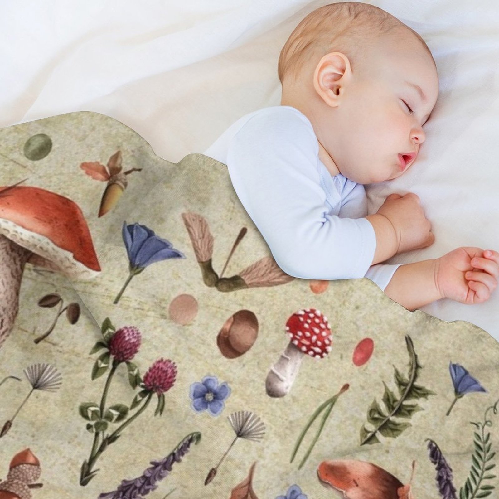Retro botaniczne grzyby, dziki – Neutral Throw Blanket recenzja i cena