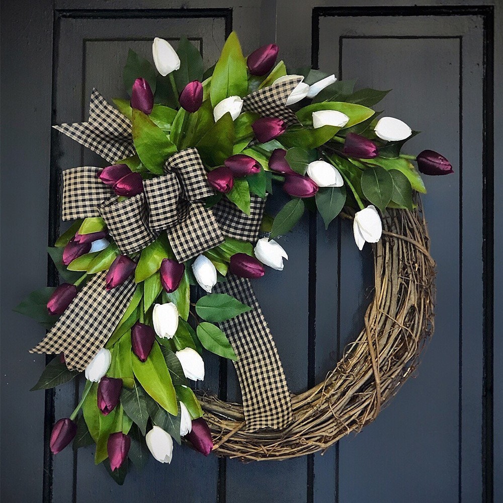 Wiosenny wieniec z tulipanów,  – Home Decor Tulip recenzja i cena