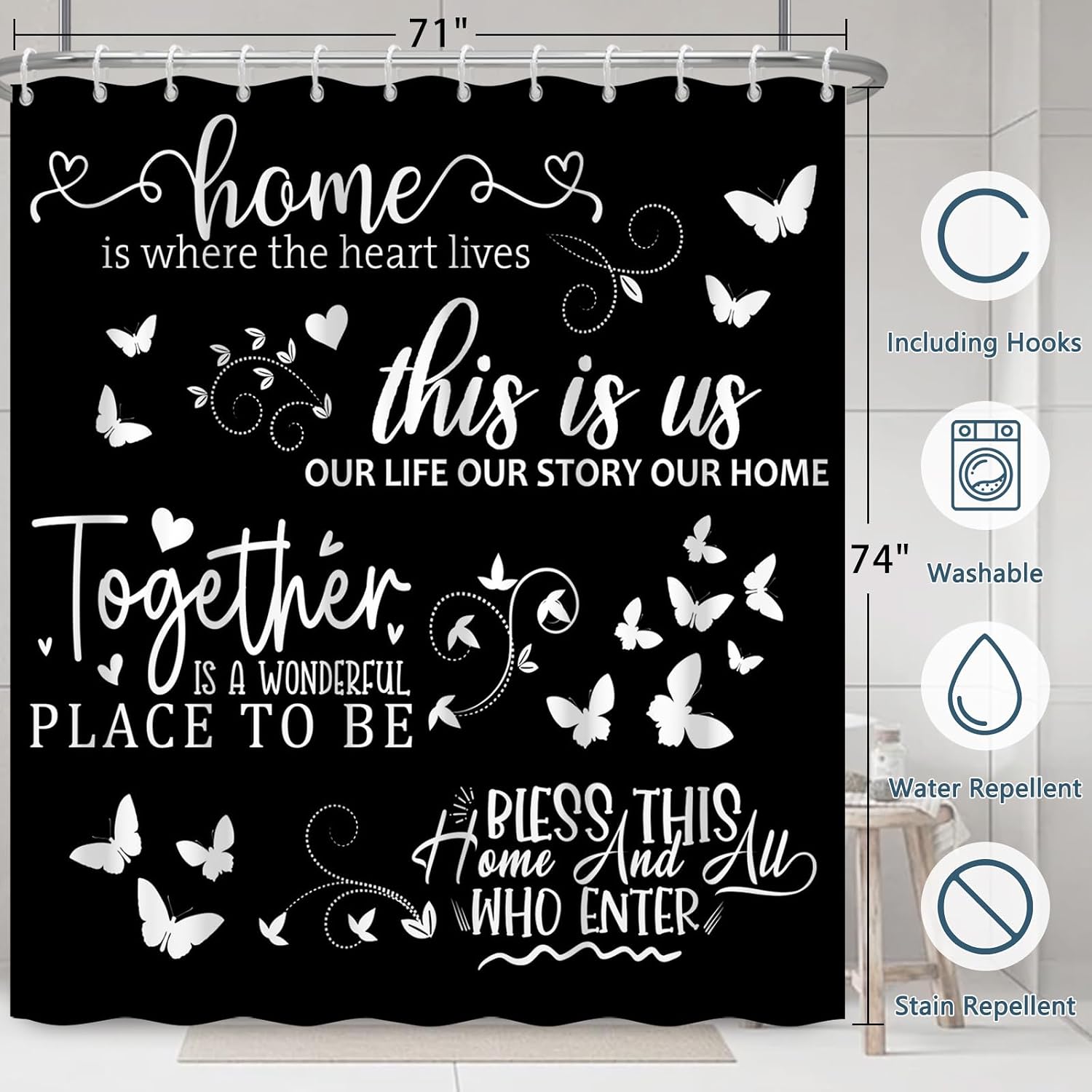 Czarna zasłona prysznicowa z c – Home Decor Quotes Ideas recenzja i cena