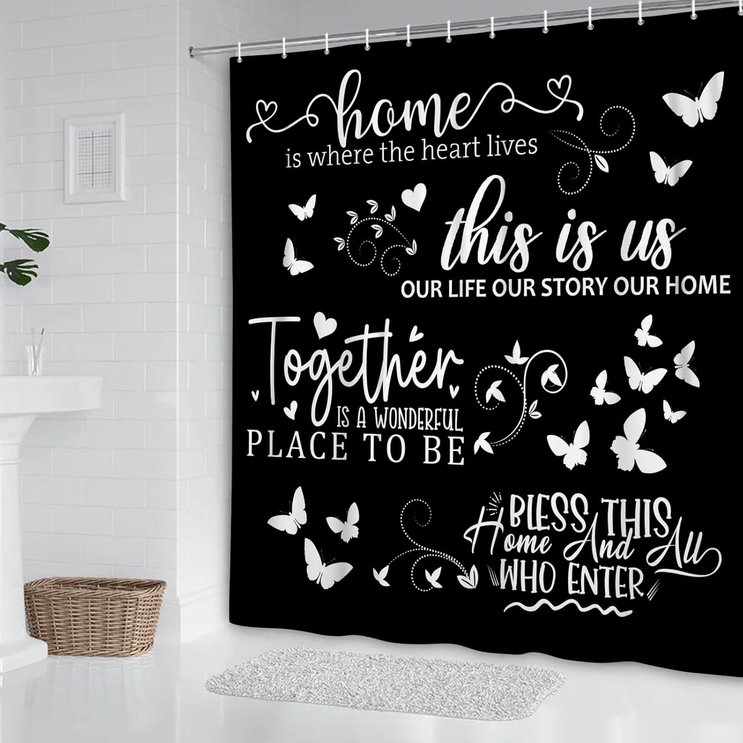 Czarna zasłona prysznicowa z c – Home Decor Quotes Ideas recenzja i cena
