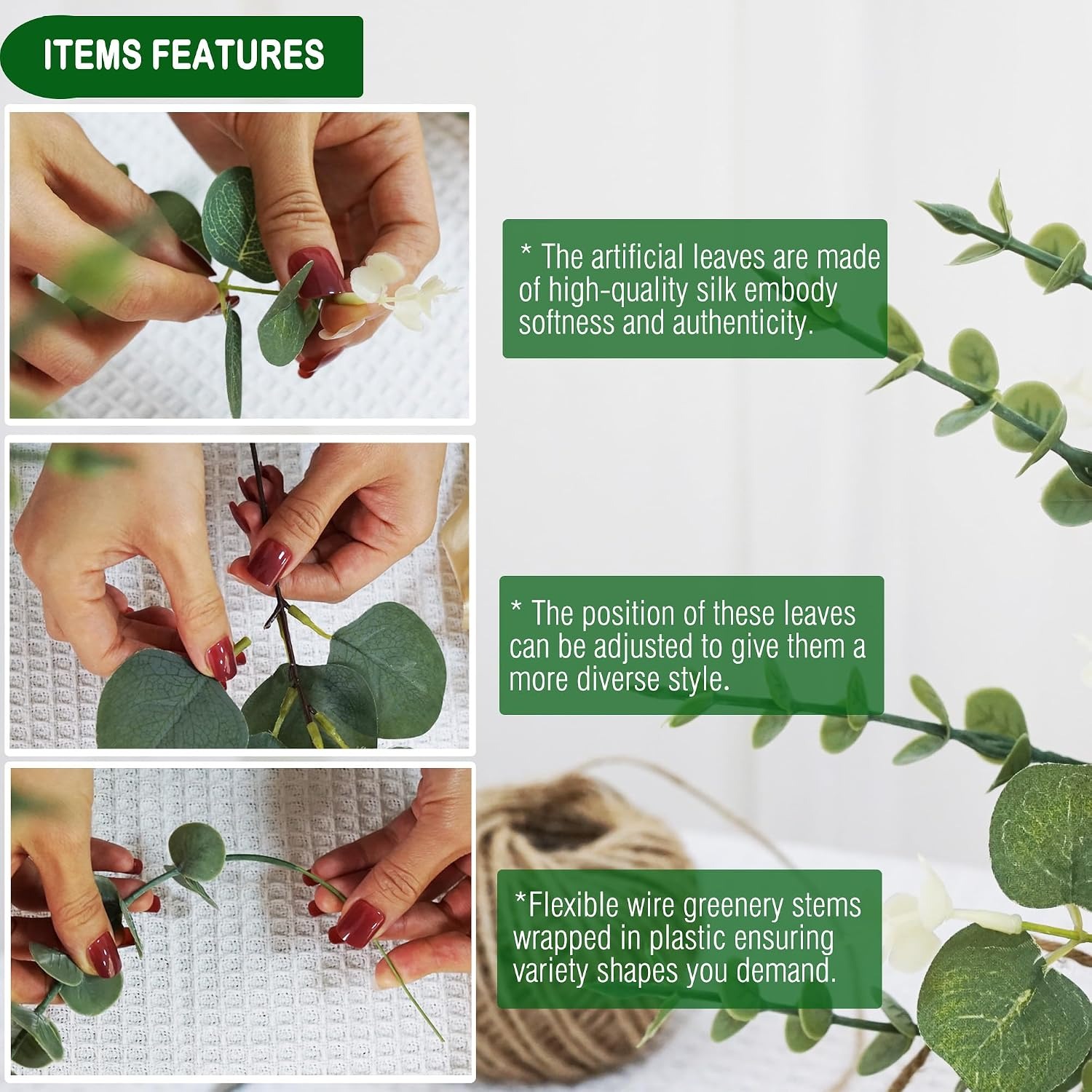 5/10/20 szt. Liście eukaliptus – Artificial Hanging Plants recenzja i cena