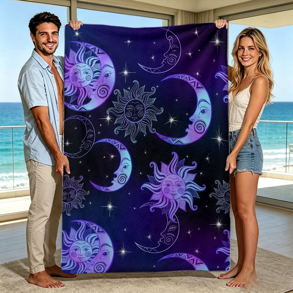 Koc z nadrukiem księżyca, słoń – Neutral Throw Blanket recenzja i cena
