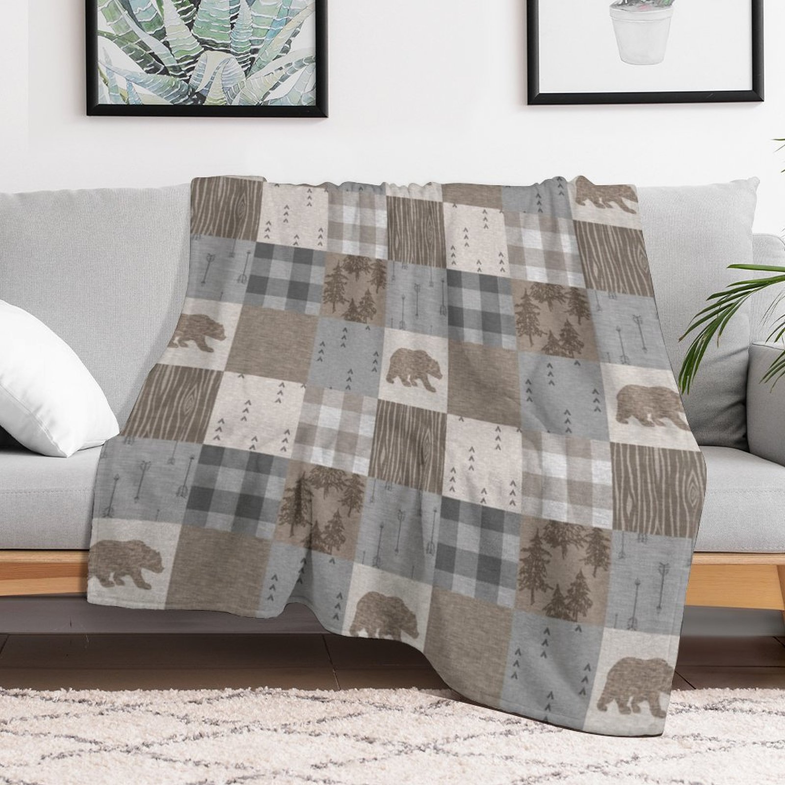 Koc w stylu patchwork z motywe – Neutral Throw Blanket recenzja i cena