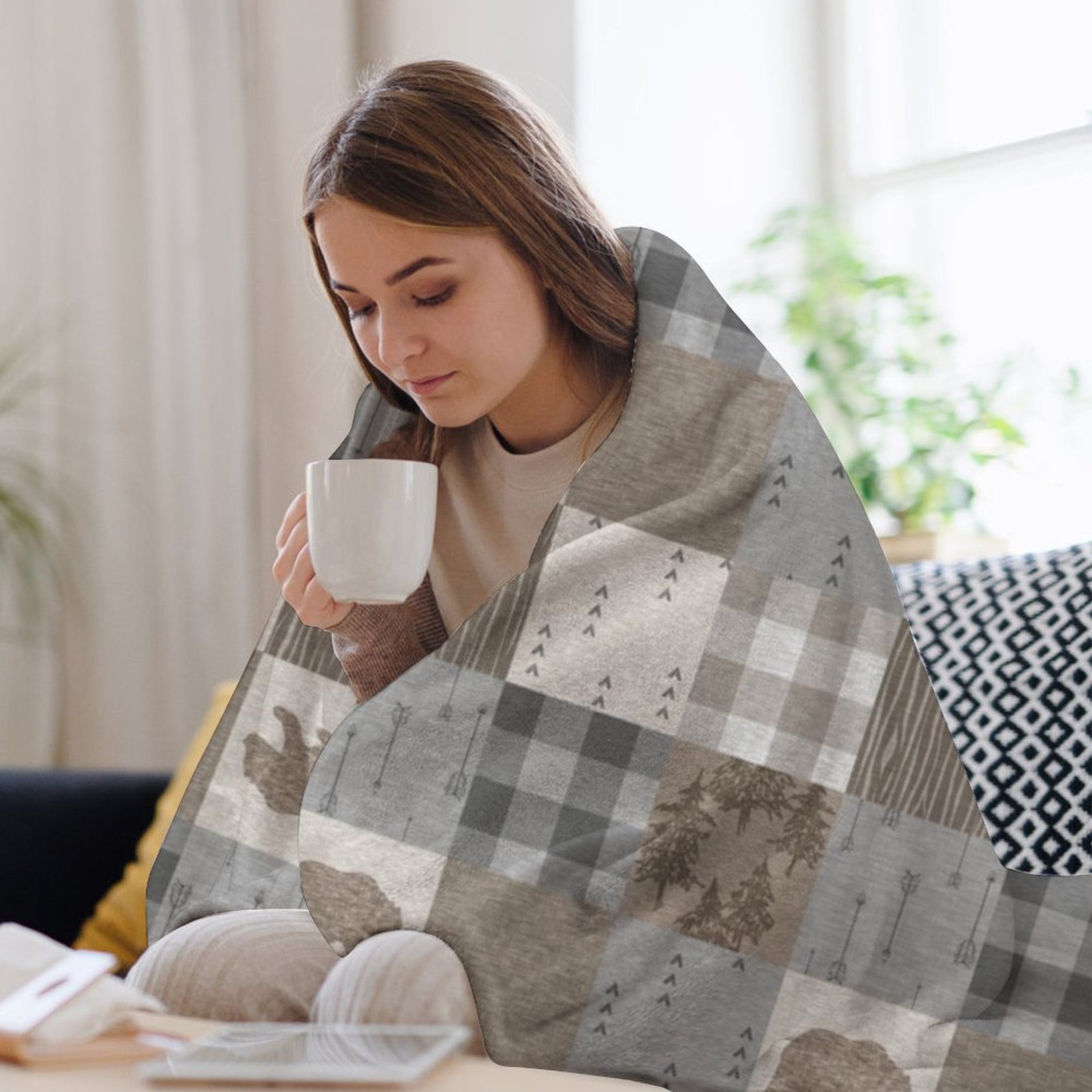 Koc w stylu patchwork z motywe – Neutral Throw Blanket recenzja i cena